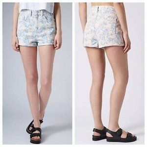 Topshop Moto Floral Shorts High Waisted Pink Blue